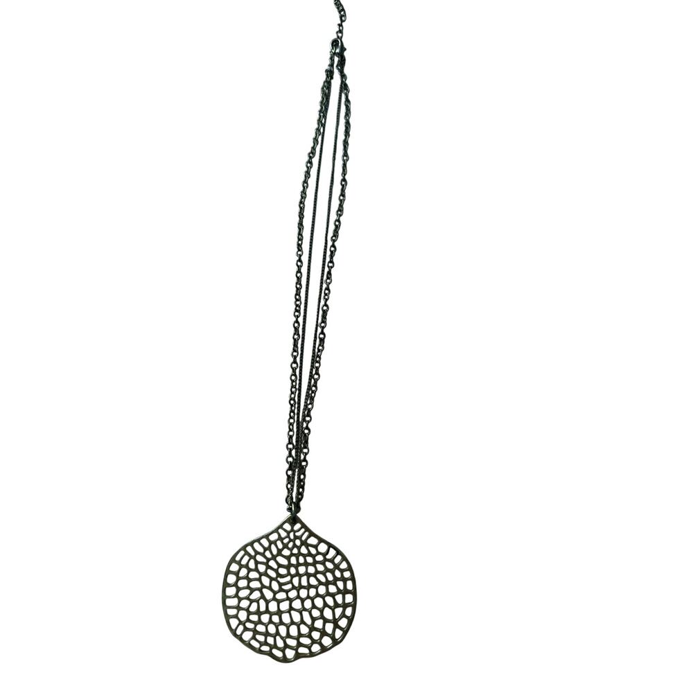 Gold Medallion Double Chain Cutout Necklace - 10.5"